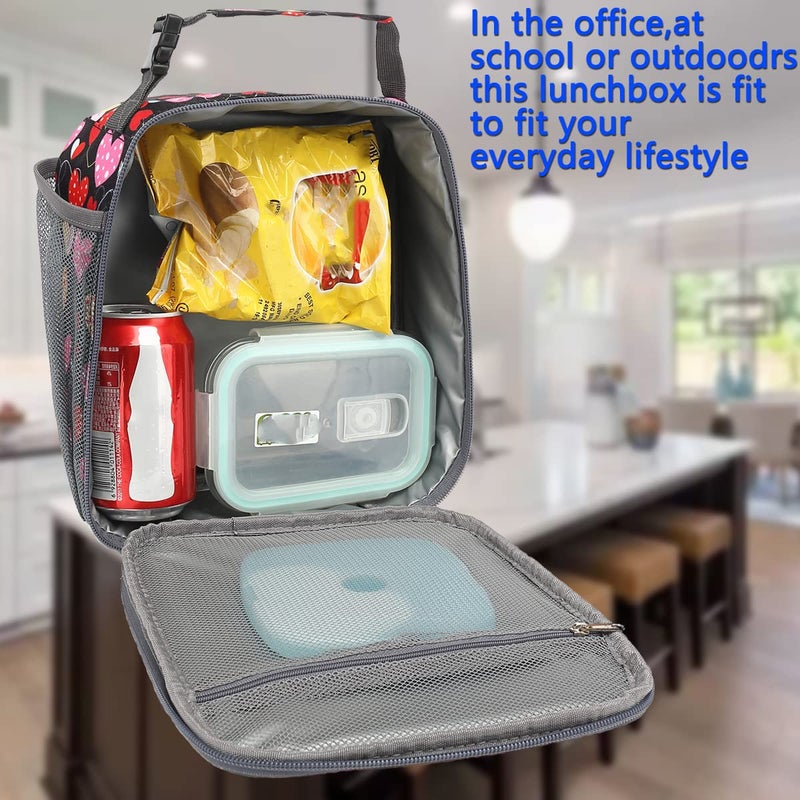 FlowFly Kids Lunch box Insulated Soft Bag Mini Cooler Back to School Thermal Meal Tote Kit for Girls, Boys, Heart - Image 2